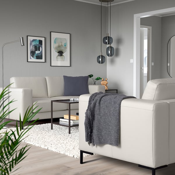 FULLERÖ 2er-Sofa, Grann weiß/Metall