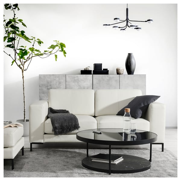 FULLERÖ 2er-Sofa, Grann weiß/Metall