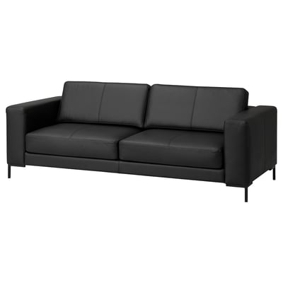 FULLERÖ 3er-Sofa, Grann schwarz/Metall