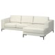 FULLERÖ 3er-Sofa mit Récamiere, rechts, Grann weiß/Metall