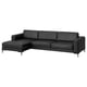 FULLERÖ 4er-Sofa mit Récamiere, links Grann/schwarz/Metall