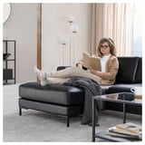FULLERÖ 4er-Sofa mit Récamiere, links Grann/schwarz/Metall