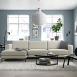 FULLERÖ 4er-Sofa mit Récamiere, links/Grann weiß/Metall