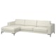 FULLERÖ 4er-Sofa mit Récamiere, links/Grann weiß/Metall