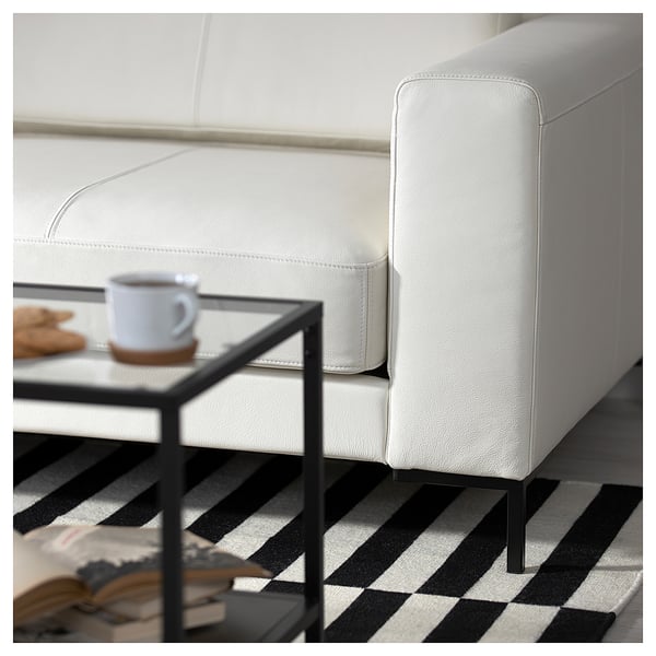 FULLERÖ 4er-Sofa mit Récamiere, links/Grann weiß/Metall