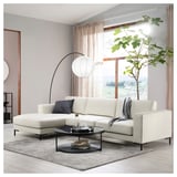 FULLERÖ 4er-Sofa mit Récamiere, links/Grann weiß/Metall