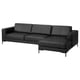 FULLERÖ 4er-Sofa mit Récamiere, rechts/Grann schwarz/Metall
