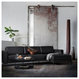 FULLERÖ 4er-Sofa mit Récamiere, rechts/Grann schwarz/Metall