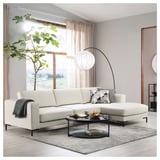 FULLERÖ 4er-Sofa mit Récamiere, rechts/Grann weiß/Metall