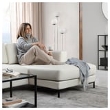 FULLERÖ 4er-Sofa mit Récamiere, rechts/Grann weiß/Metall
