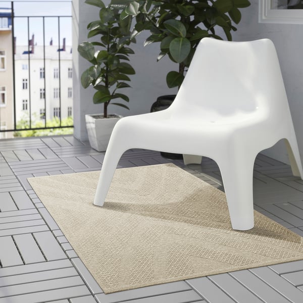 FULLMAKT Teppich flach gewebt, drin/draußen, beige/meliert, 80x150 cm
