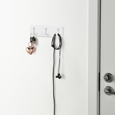 GALTBOX Halter mit 3 Haken, selbstklebend/weiß