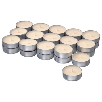GLANSLIND Teelicht, duftend, rauchige Vanille/hellbeige, 3.5 Std.
