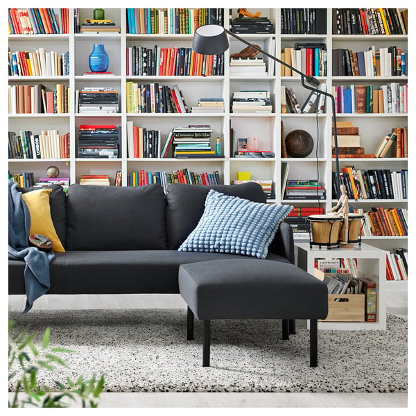 GLOSTAD 3er-Sofa mit Récamiere, Knisa dunkelgrau