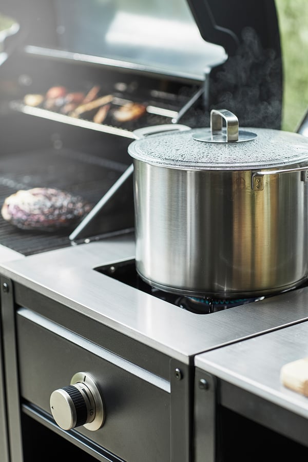 GRILLSKÄR Seitenbrenner, schwarz/Edelstahl für draußen, 48x61 cm - IKEA