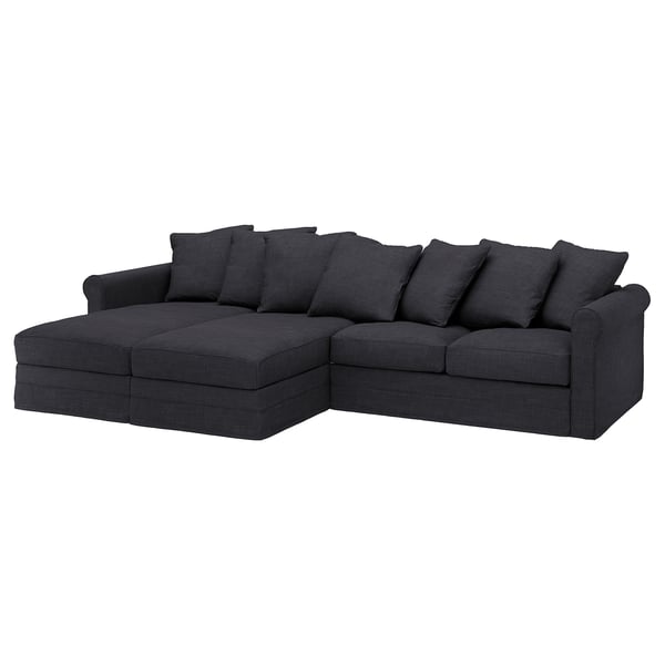 GRÖNLID Bezug 4er-Sofa, mit Récamieren/Hillared anthrazit