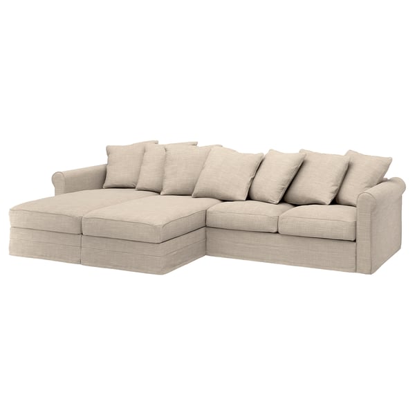 GRÖNLID Bezug 4er-Sofa, mit Récamieren/Hillared beige
