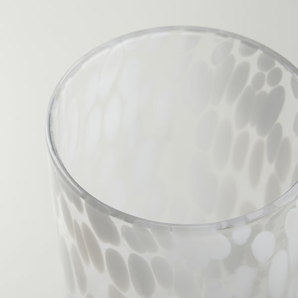 HÄCKOXEL Vase, Punkte weiß, 20 cm