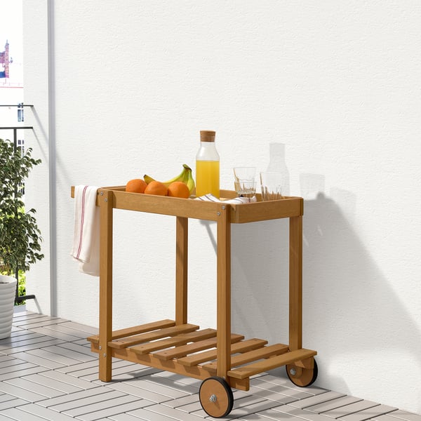 HATTHOLMEN Servierwagen/außen, lasiert Eukalyptus/für draußen