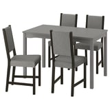 HAUGA / STEFAN Tisch und 4 Stühle, grau/braunschwarz Knisa grau/beige, 118x74 cm