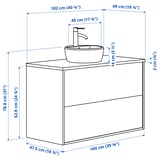 HAVBÄCK / TÖRNVIKEN Waschbschr+Schubladen/Waschb/Mibatt, dunkelgrau/schwarz marmoriert, 102x49x79 cm