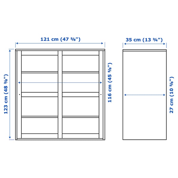 HAVSTA Vitrine, graubeige, 121x35x123 cm