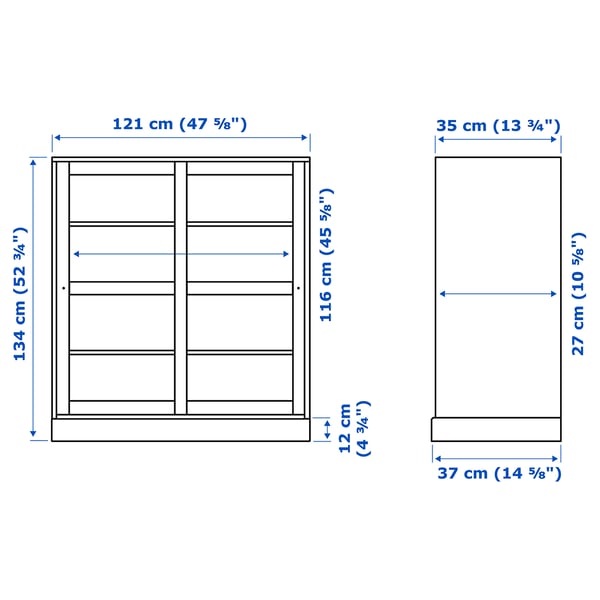 HAVSTA Vitrine mit Sockel, Klarglas weiß, 121x37x134 cm