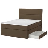 HEMFJÄLLET Boxspringbett mit Bettkasten, Vesteröy fest/mittelfest/Näsfjället Tonerud dunkel graubraun, 180x200 cm