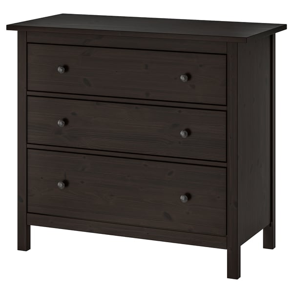 HEMNES Kommode mit 3 Schubladen, schwarzbraun, 108x96 cm