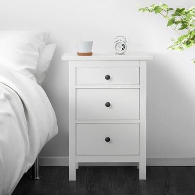 HEMNES Kommode mit 3 Schubladen, weiß gebeizt, 58x79 cm