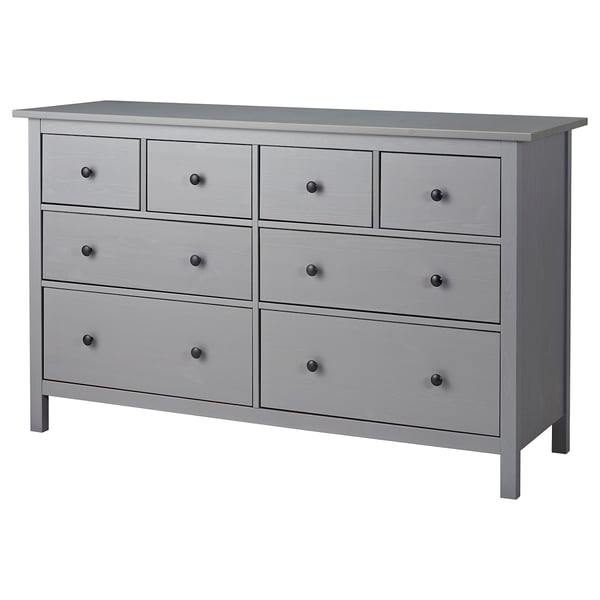 HEMNES Kommode mit 8 Schubladen, grau lasiert, 160x96 cm