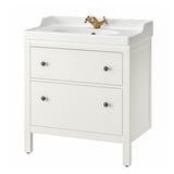 HEMNES / RUTSJÖN Waschbschr+Schubladen/Waschb/Mibatt, weiß, 82x49x95 cm