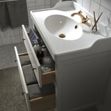 HEMNES / RUTSJÖN Waschbschr+Schubladen/Waschb/Mibatt, weiß, 82x49x95 cm