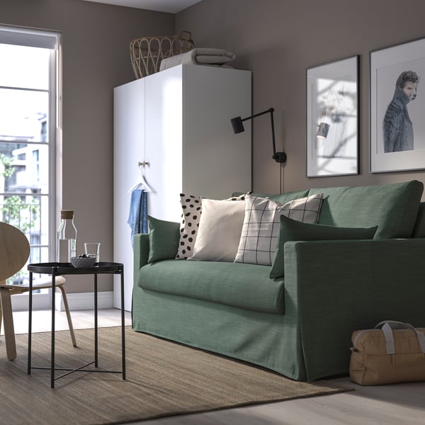 HYLTARP 2er-Bettsofa, Hemmesta graugrün