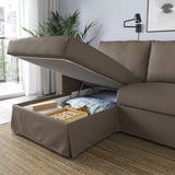 HYLTARP 3er-Sofa mit Récamiere, links, Gransel graubraun
