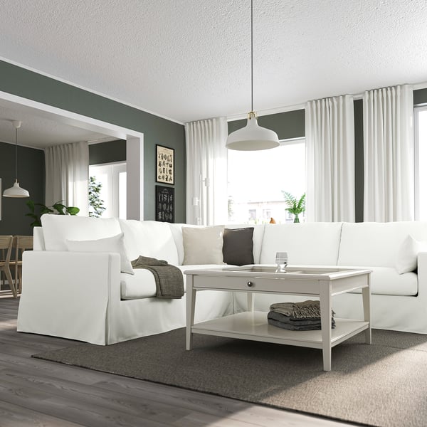 HYLTARP Ecksofa 4-sitzig, Hallarp weiß