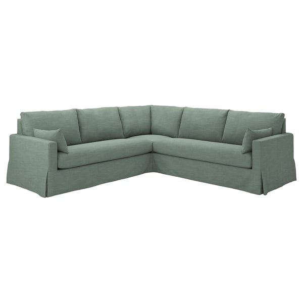 HYLTARP Ecksofa 4-sitzig, Hemmesta graugrün