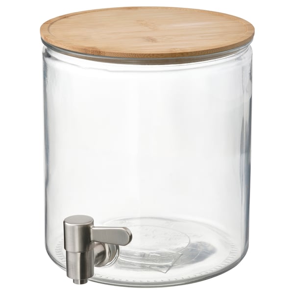 IKEA 365+ Gefäß mit Zapfhahn, Bambus/Klarglas, 4 l