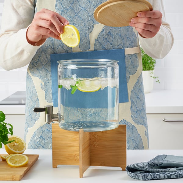 IKEA 365+ Gefäß mit Zapfhahn, Bambus/Klarglas, 4 l