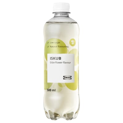 ISKUB Sprudelgetränk, Holundergeschmack/mit Zucker und Süßstoffen, 500 ml