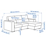 ISTABY 3er-Sofa mit Récamiere, rechts, Tibbleby beige/grau