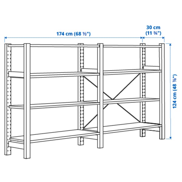IVAR 2 Elem/Regale, Kiefer, 174x30x124 cm