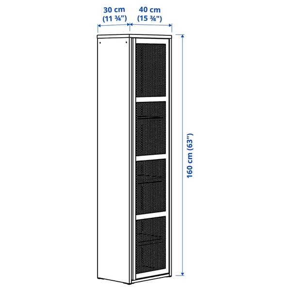IVAR Schrank mit Tür, schwarz Netz, 40x160 cm