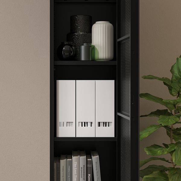 IVAR Schrank mit Tür, schwarz Netz, 40x160 cm