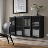 IVAR Schrank mit Türen, schwarz Netz, 160x30x83 cm