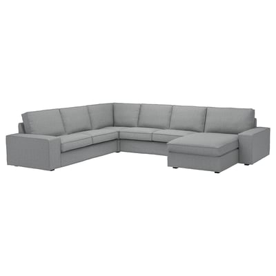 KIVIK 5er-Ecksofa mit Récamiere, Tibbleby beige/grau