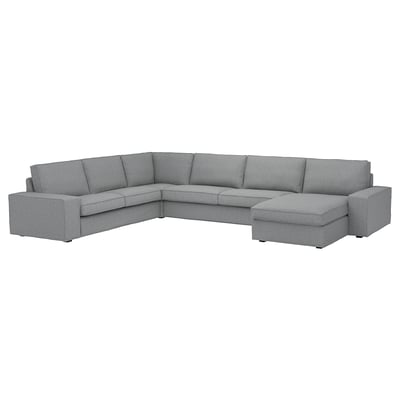 KIVIK 6er-Ecksofa m Récamiere, Tibbleby beige/grau
