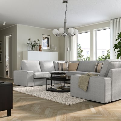 KIVIK Sofa, U-Form/7-sitzig, Tallmyra weiß/schwarz