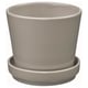 Option: KLOTLÖNN Blumentopf mit Untersetzer, drinnen/draußen/grau/beige, 9 cm