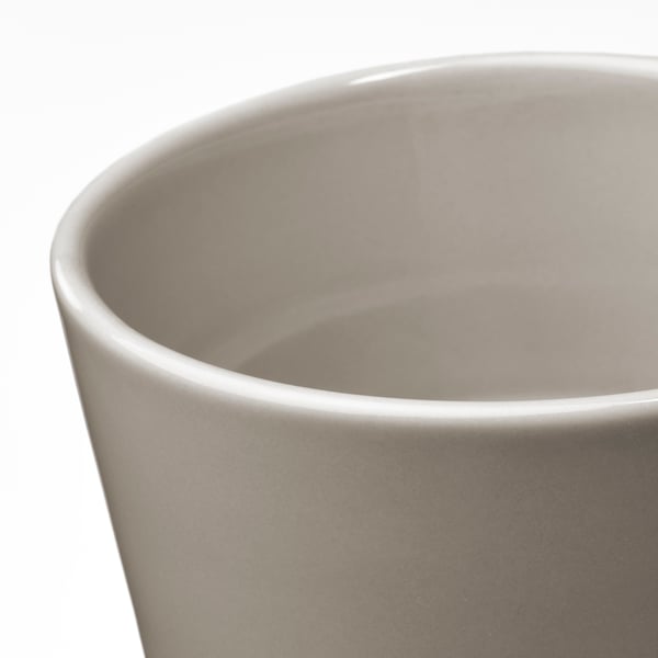 KLOTLÖNN Blumentopf mit Untersetzer, drinnen/draußen/grau/beige, 9 cm